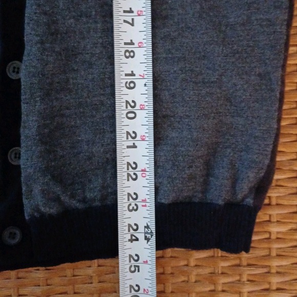 Zara Man Cardigan Sweater Size 42 Longsleeve Gray Navy Brown 100% Fine Wool - Picture 5 of 10